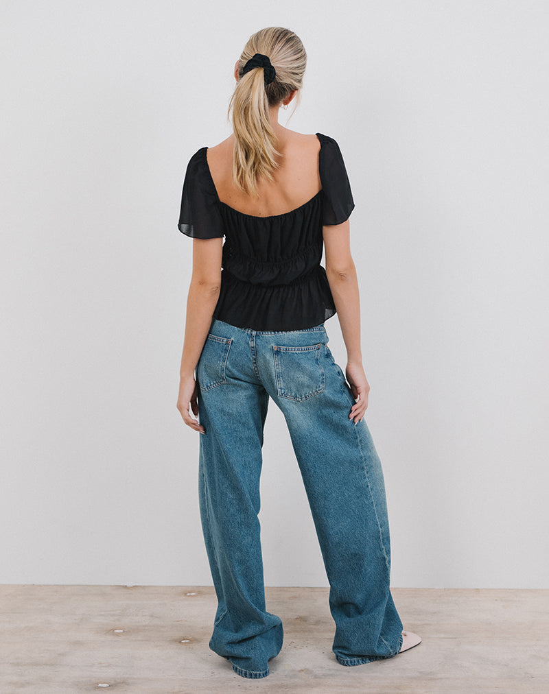 Bild von Cintan Tie Front Top in Schwarz