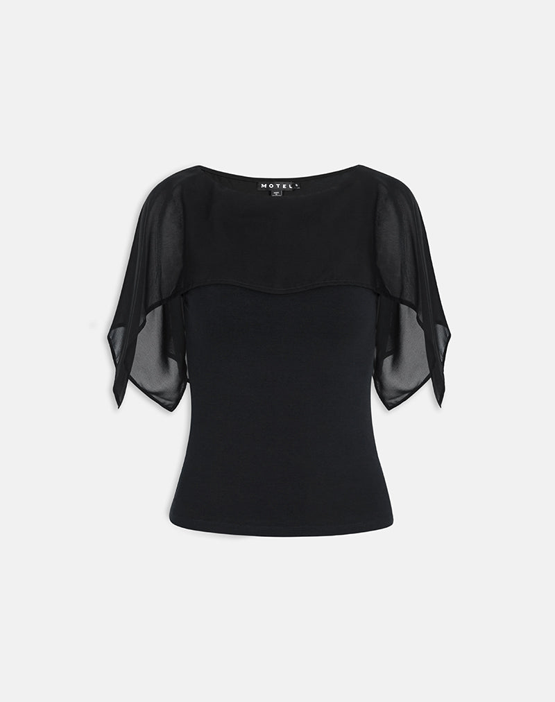 Bild von Cirata Top aus Rayon Jersey Chiffon Schwarz