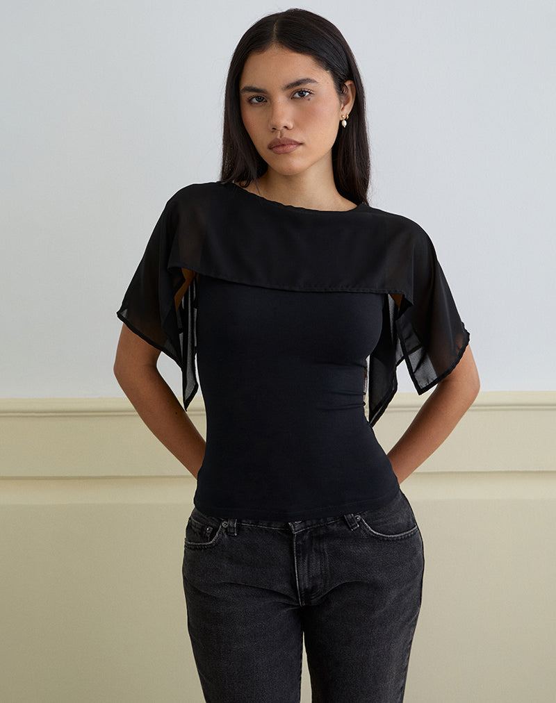 Bild von Cirata Top aus Rayon Jersey Chiffon Schwarz