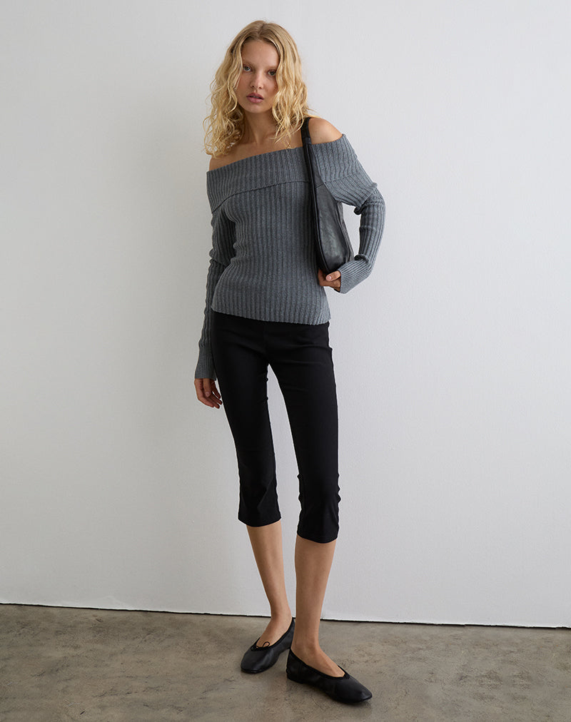 Bild von Circe Gestrickter Bardot-Pullover in Grau
