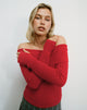 Image of Circe Off-Shoulder Long Sleeve Knit To in Rot