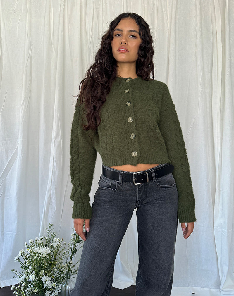 Claire Strickjacke in Waldgrün