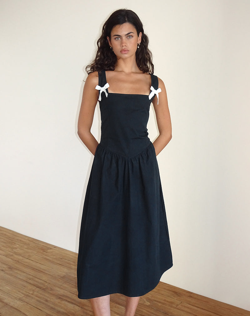 Image of Clesiel Midikleid in Steppschuh mit weißen Schleifen