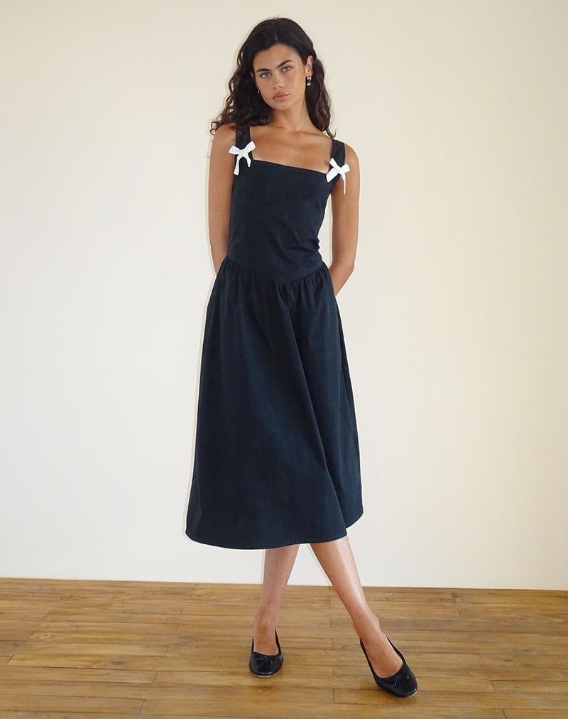 Image of Clesiel Midikleid in Steppschuh mit weißen Schleifen