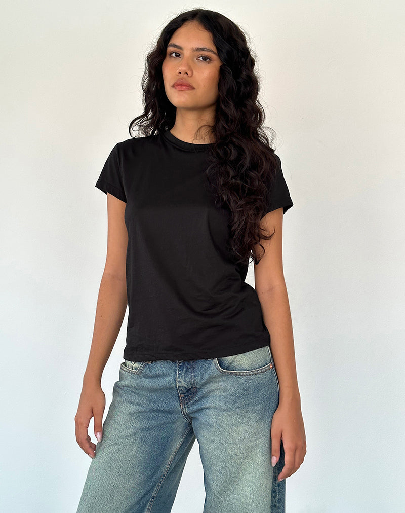 Image of Clio Baggy Tee aus schwarzem Tissue-Jersey