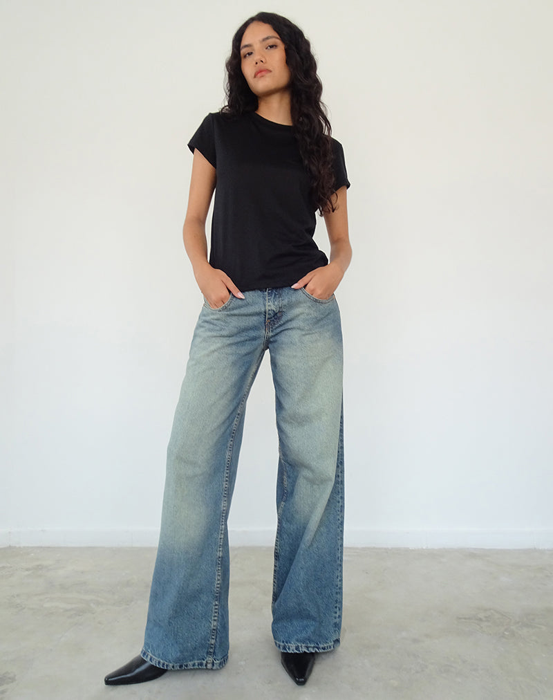 Image of Clio Baggy Tee aus schwarzem Tissue-Jersey