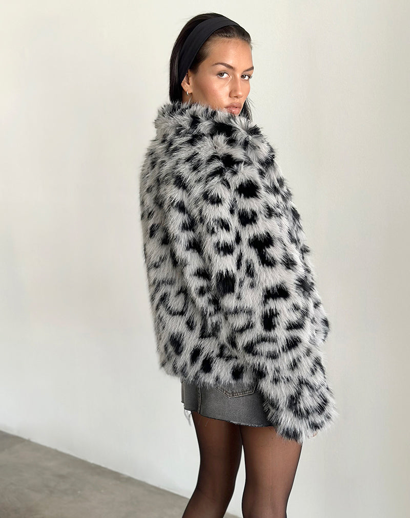 Image of Joji Gekürzte Kunstfelljacke in Grau Leopard