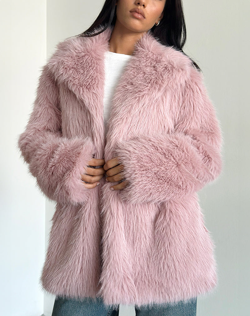 Lupita Jacke aus Kunstfell in staubigem Rosa
