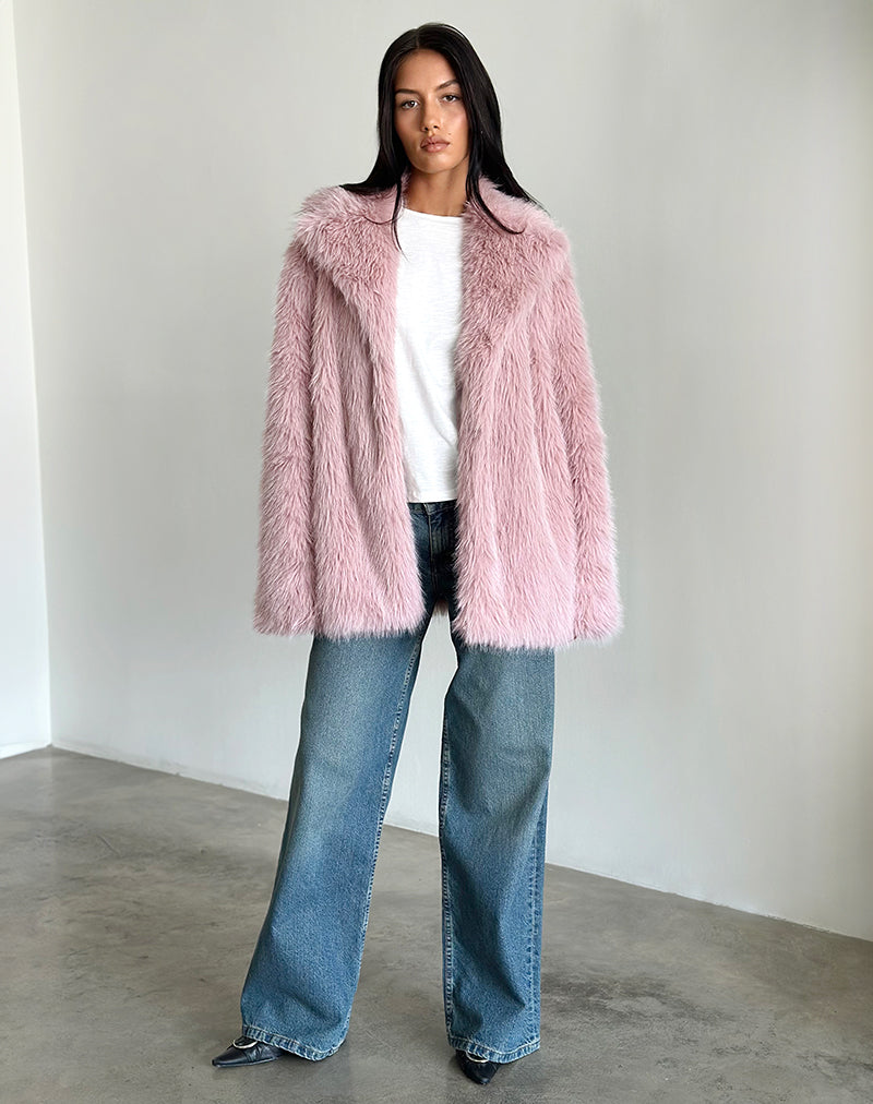 Lupita Jacke aus Kunstfell in staubigem Rosa