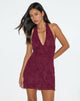 Image of Codami Mini-Kleid mit Neckholder aus Paillettenstrick Burgund