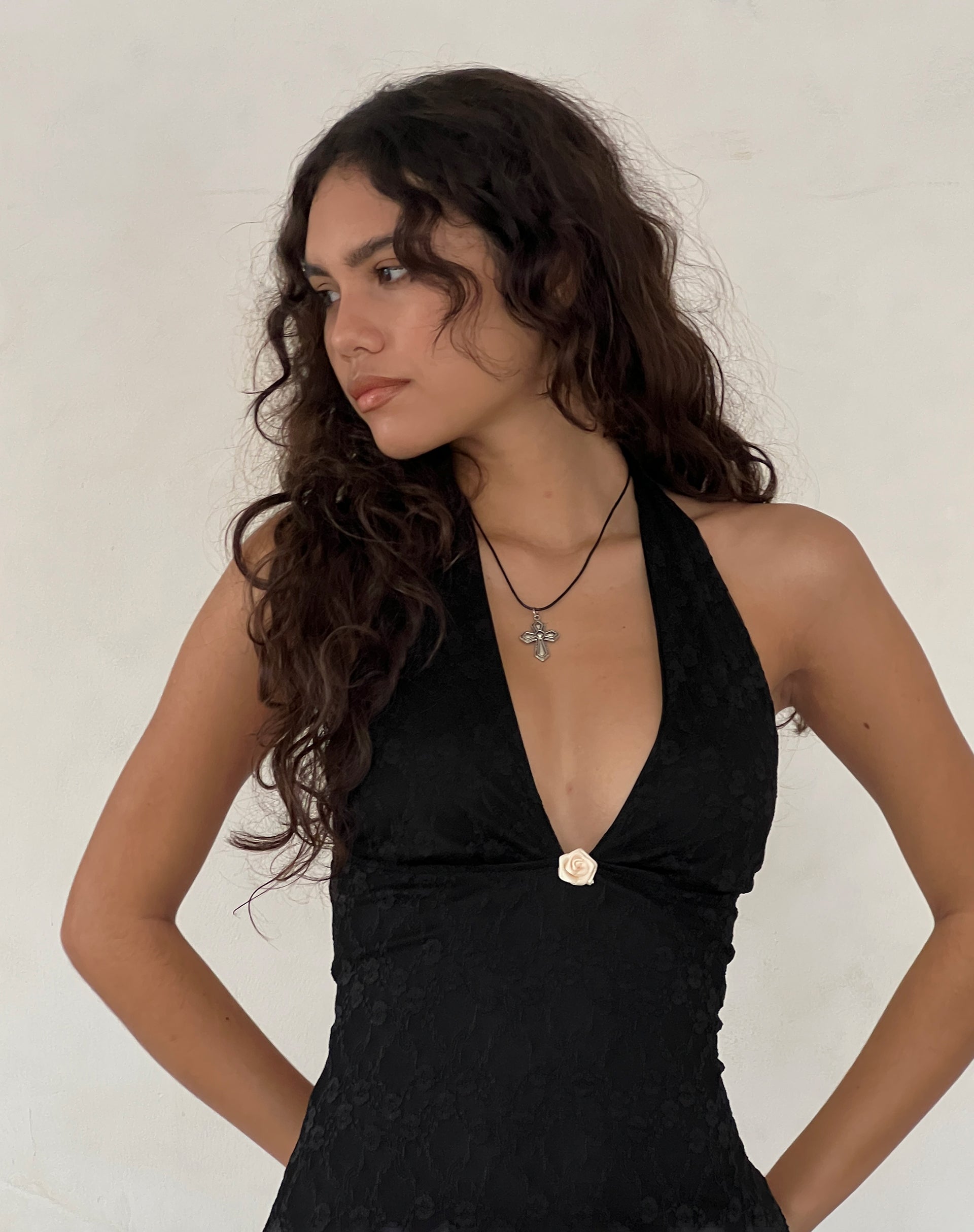 Image of Codami Mini-Kleid mit Neckholder aus Spitze Schwarz