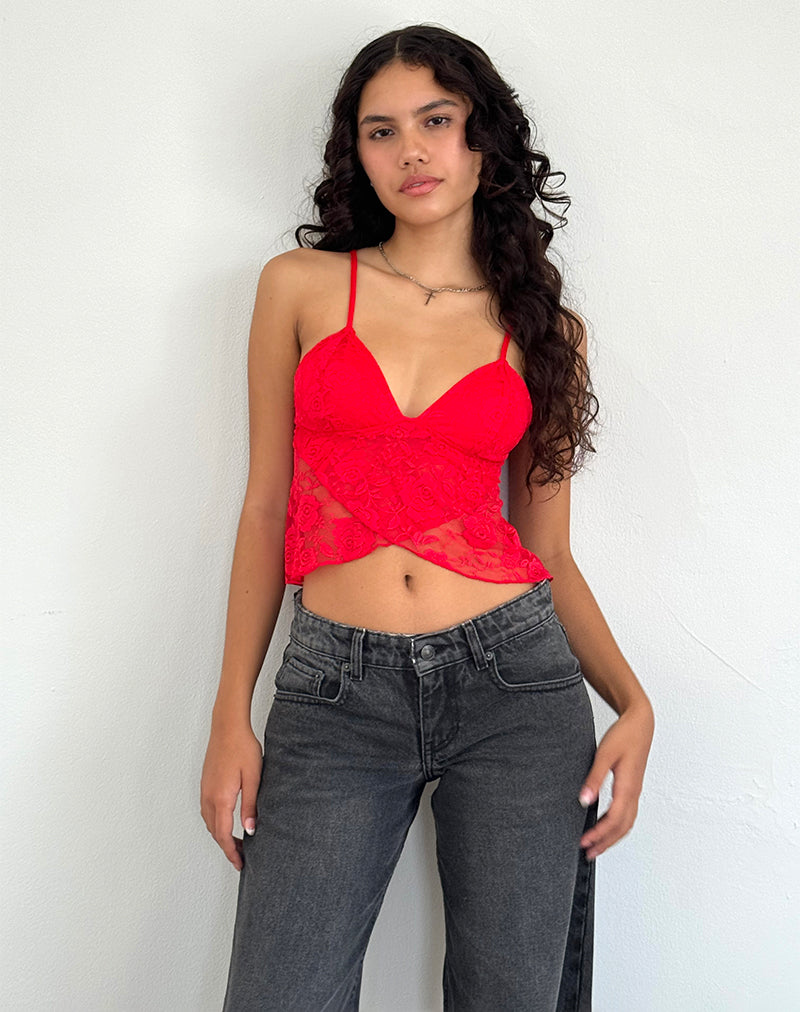 Bild von Cojira Lace Butterfly Top in Big Rose Red