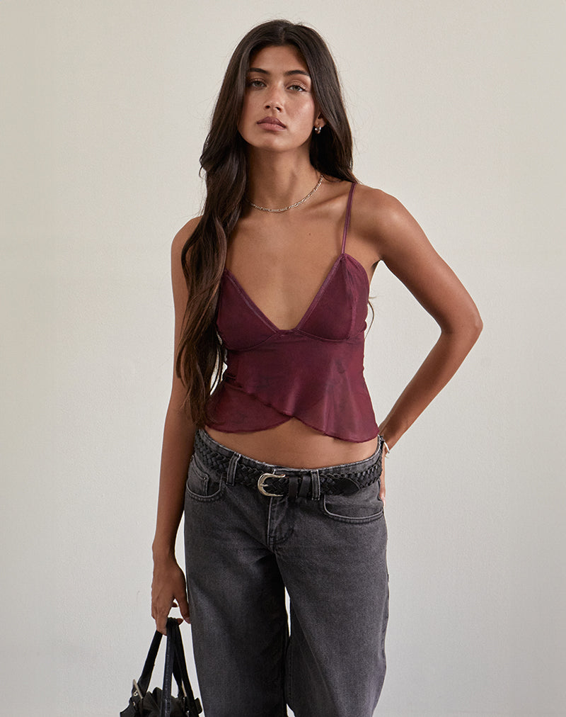Bild von Cojira Mesh Butterfly Top in tonalem Burgundy Paisley