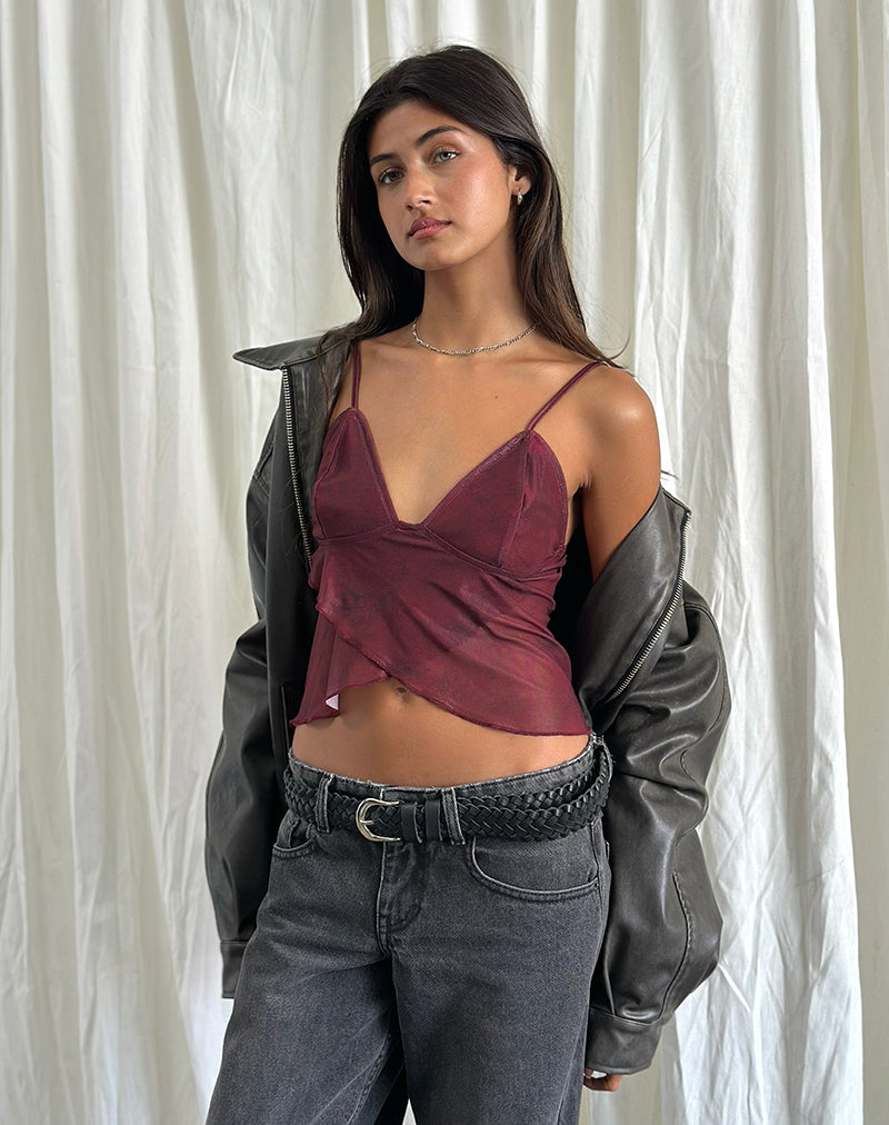 Cojira Mesh Butterfly Top in Burgund Paisley Tonal