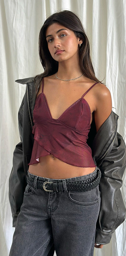Bild von Cojira Mesh Butterfly Top in tonalem Burgundy Paisley