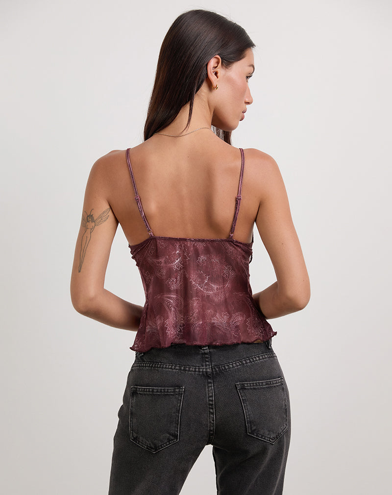 Bild von Cojira Top aus Mesh Tonal Paisley Pflaume