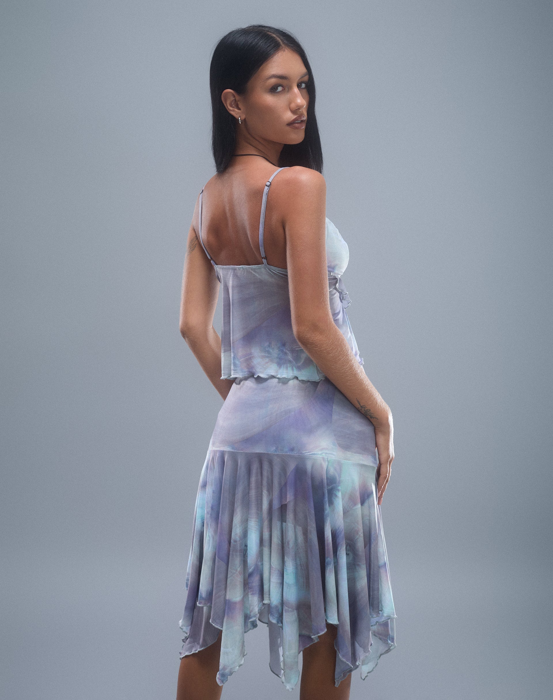 Bild von Jovali Midirock mit niedriger Taille aus Mesh mit Perlmuttdruck