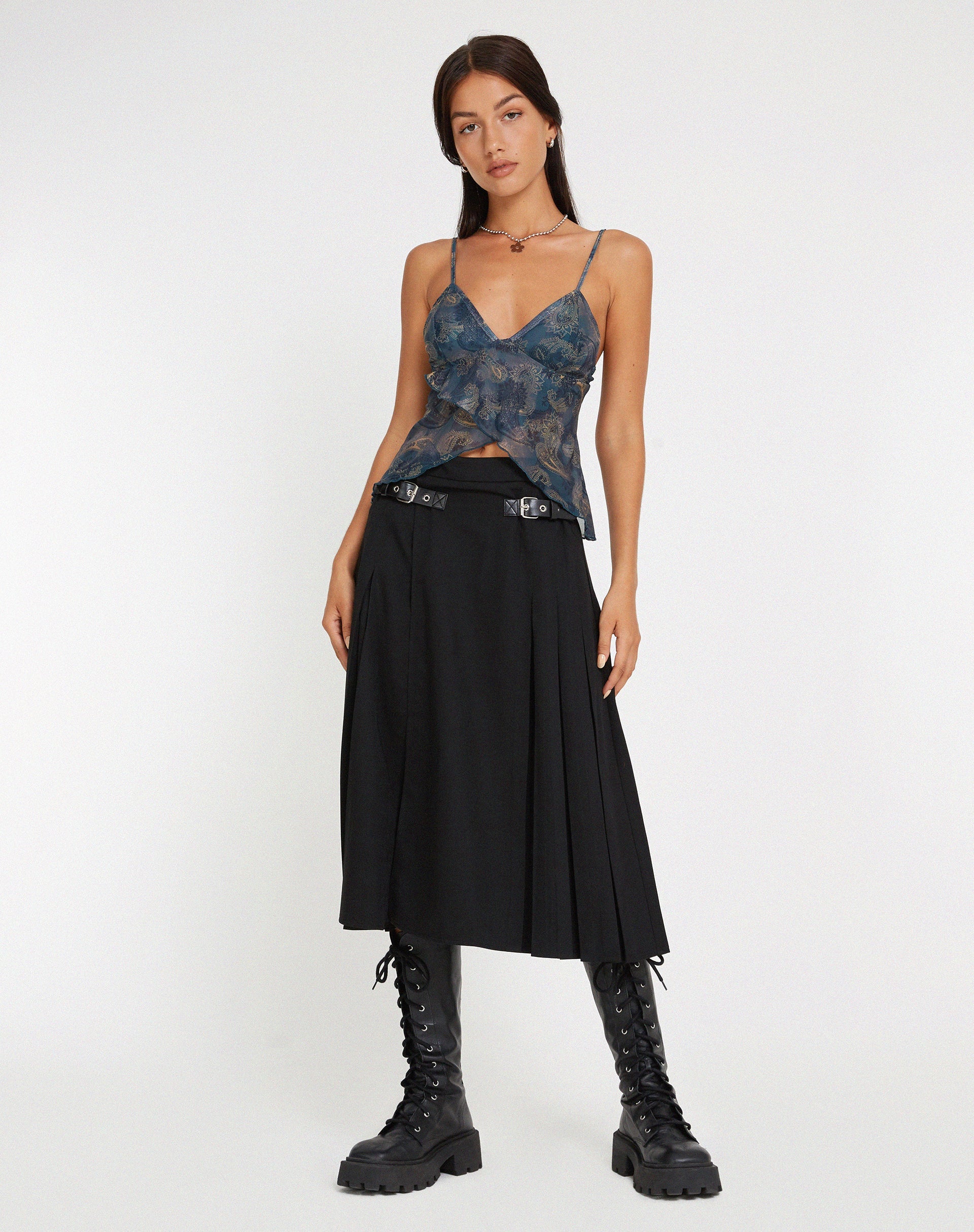 Bild von Cojira Mesh Butterfly Top in Tonal Blue Paisley