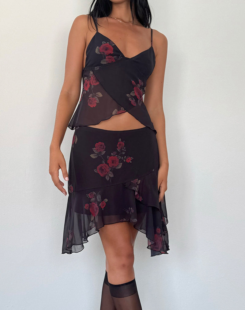 Bild von Cojira Mesh Butterfly Top in Vintage Roses Schwarz