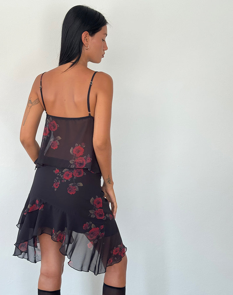 Bild von Cojira Mesh Butterfly Top in Vintage Roses Schwarz