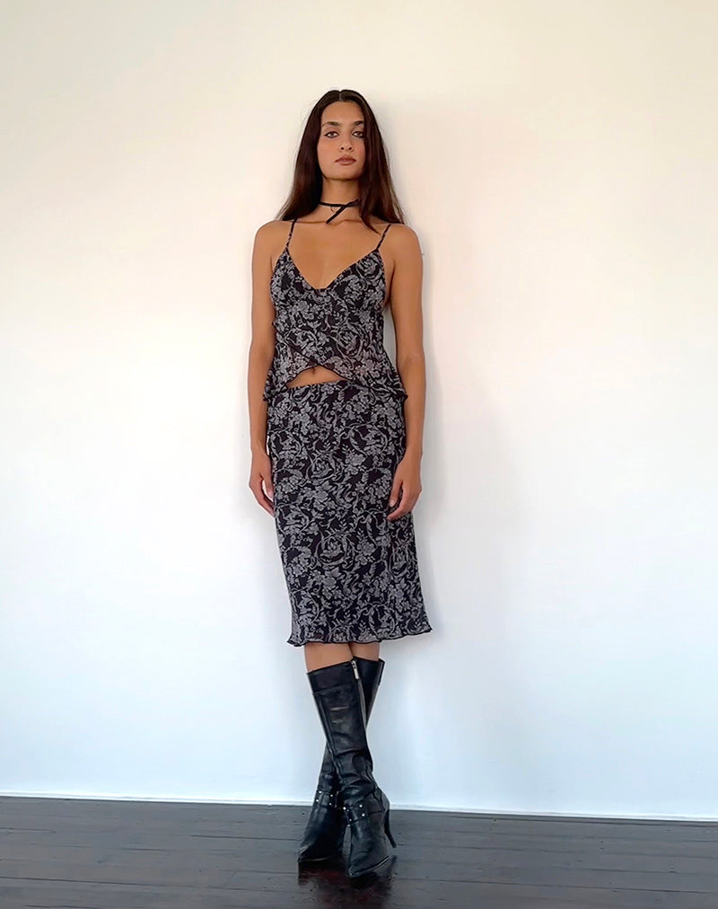 Bild von Cojira Mesh Butterfly Top in Schwarz Barock Print