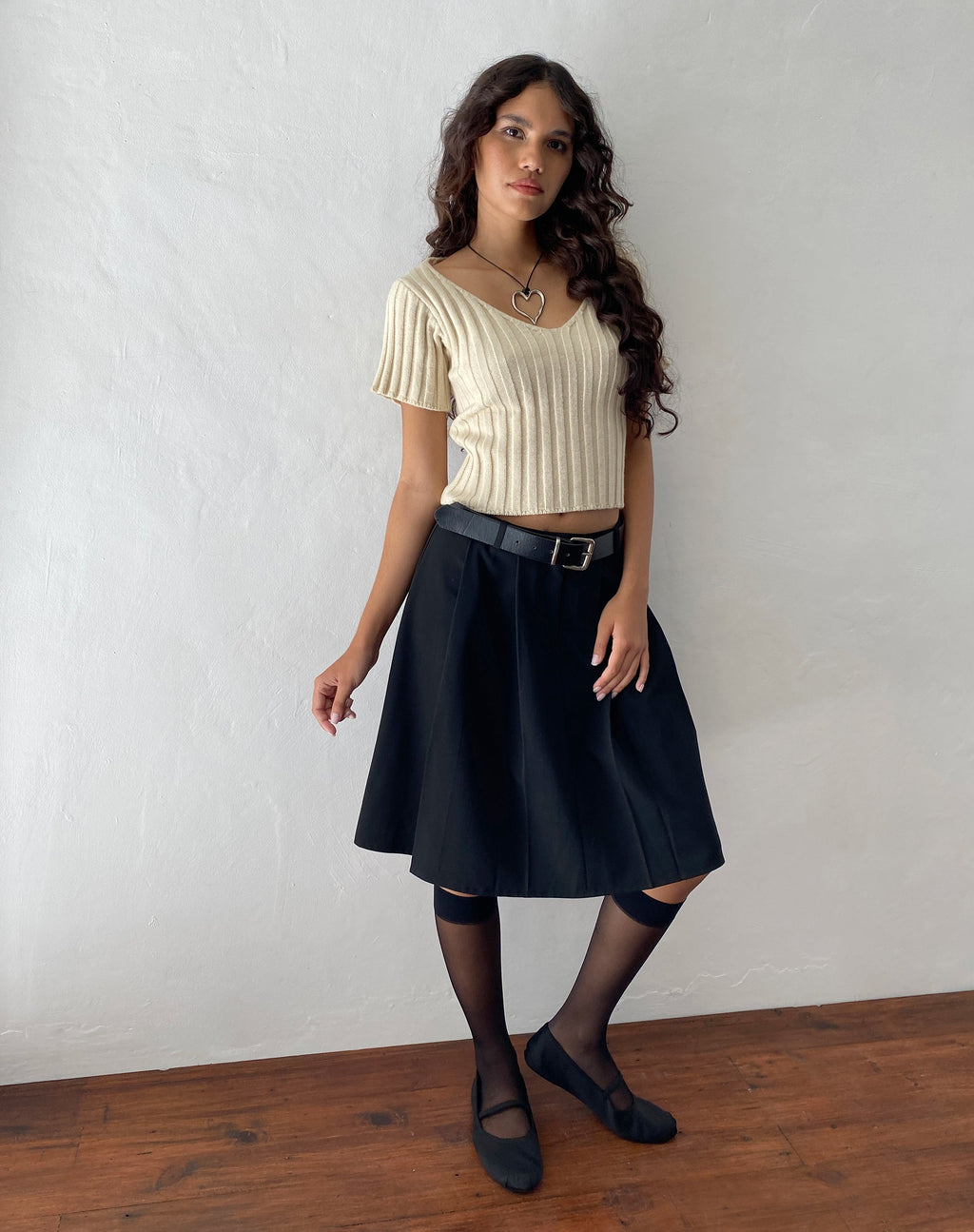 Colette Knielanger Faltenrock in Schwarz Tailoring