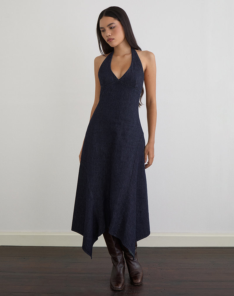 Comari Midikleid aus Chambray Indigo