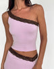 Image of Cordia One Shoulder Top in Lavendel mit Bitterschokoladen-Spitze