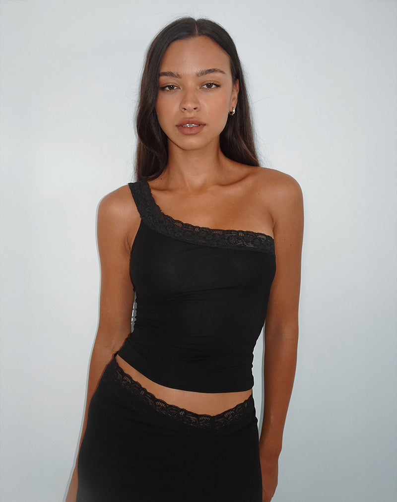 Image of Cordia One Shoulder Top in Schwarz