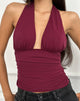 Image of Cosimo Neckholder-Top aus Cupro Dunkelrot