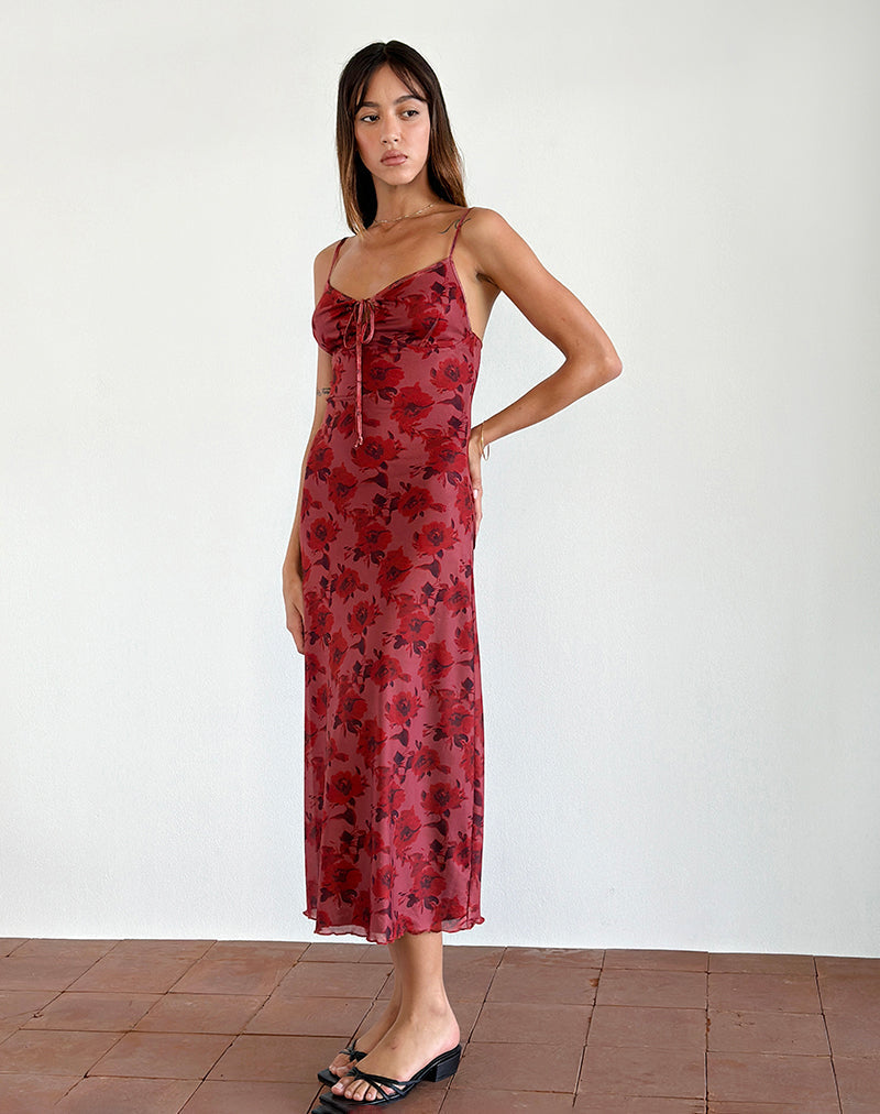 Image of Coya Midikleid in Fairy Floral Burgundy Flock