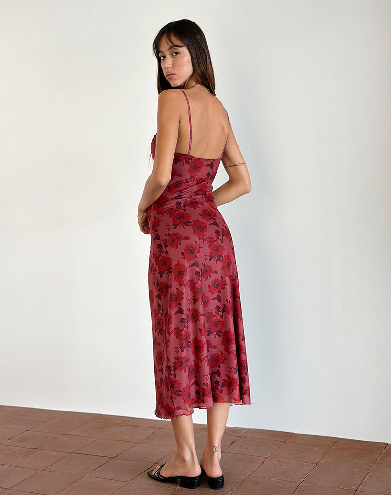 Image of Coya Midikleid in Fairy Floral Burgundy Flock