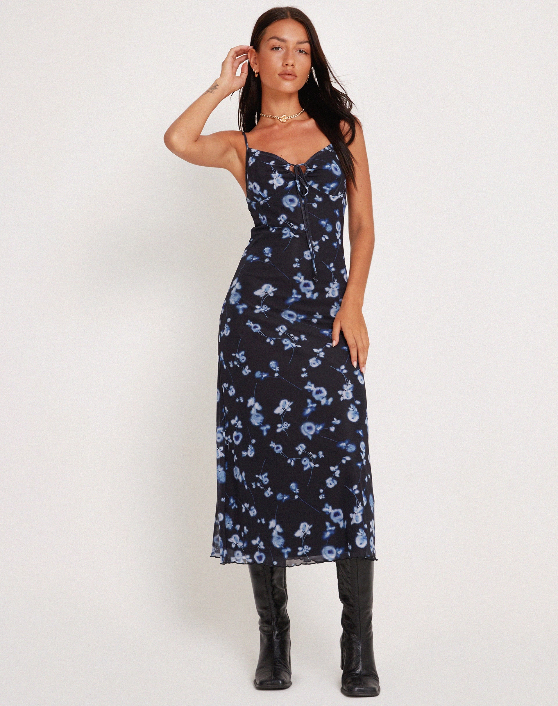 Bild von Coya Maxikleid aus Mesh Navy Diffused Floral