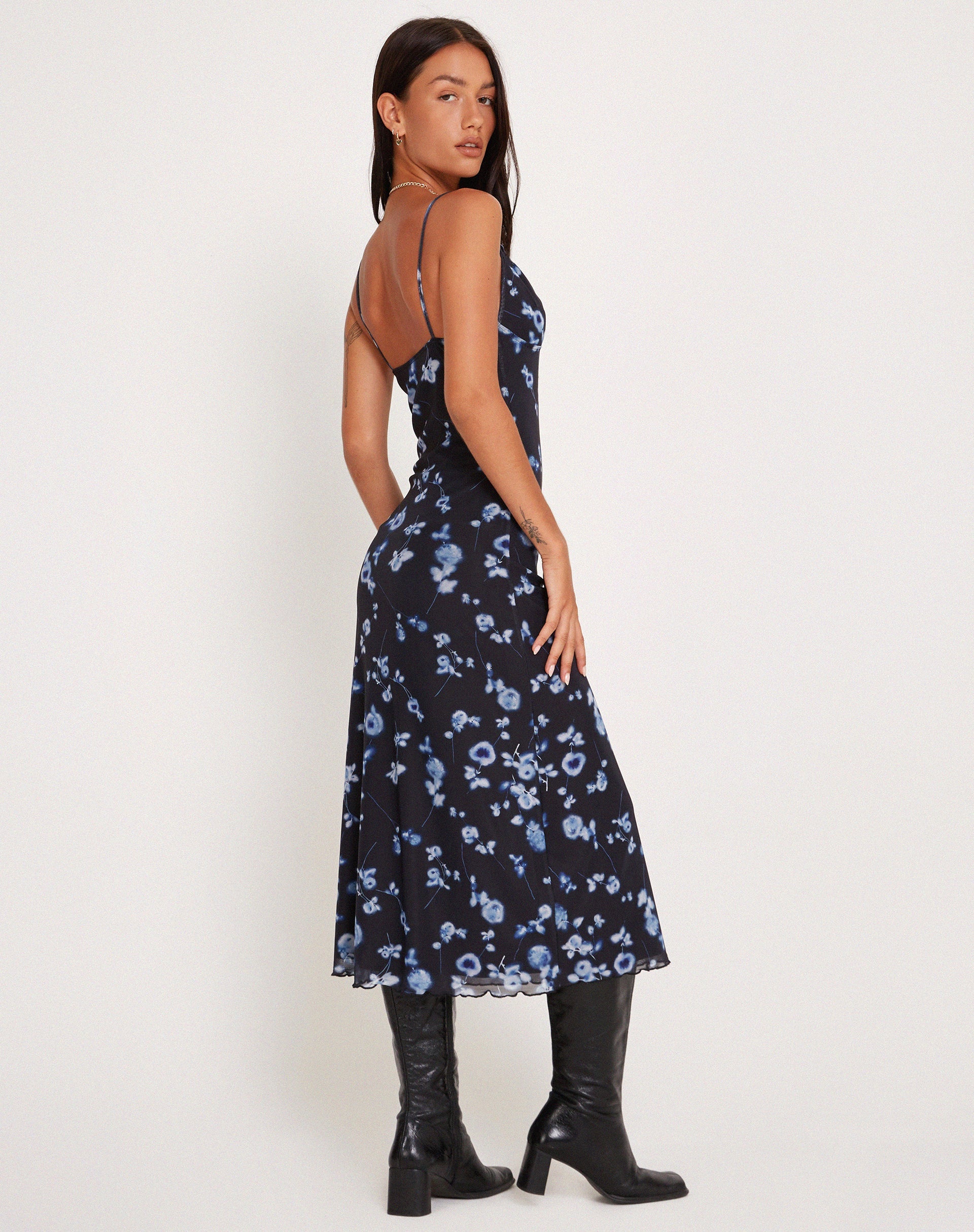 Bild von Coya Maxikleid aus Mesh Navy Diffused Floral