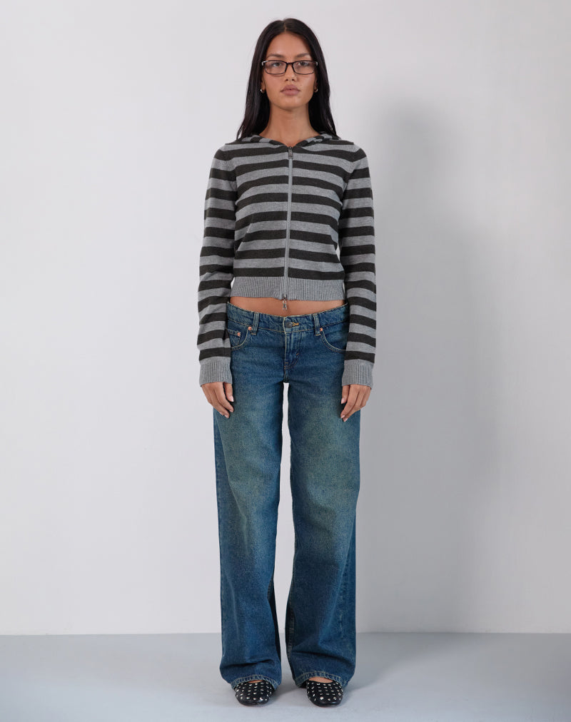Image of Cozyra Kapuzenjacke mit Streifen Grau