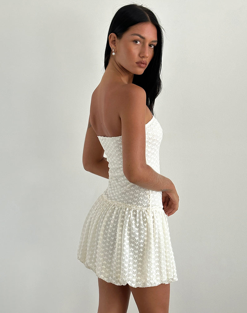 Image of Cryolan Bandeau-Minikleid aus elfenbeinfarbener Herzspitze