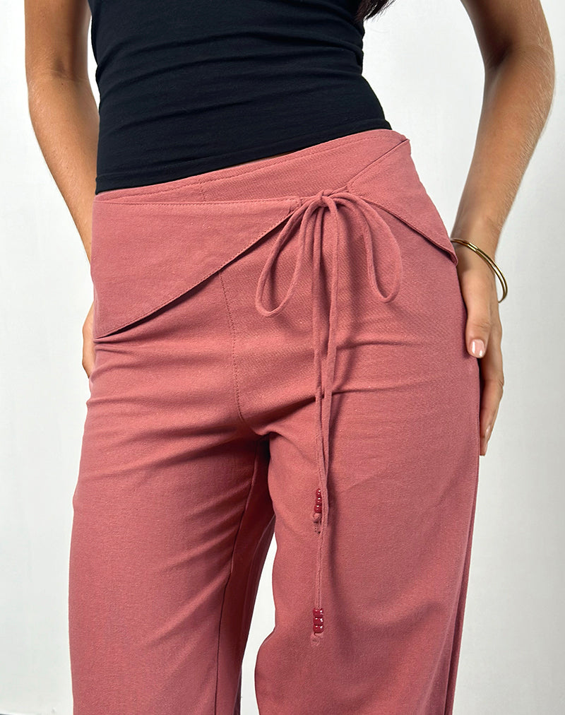 Image of Cursa Hose mit Gürtel aus Leinen Toskanisch Rot