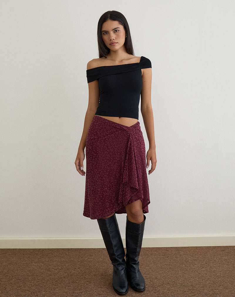 Image of Esmeray Midirock aus beflocktem Leopard Pflaume