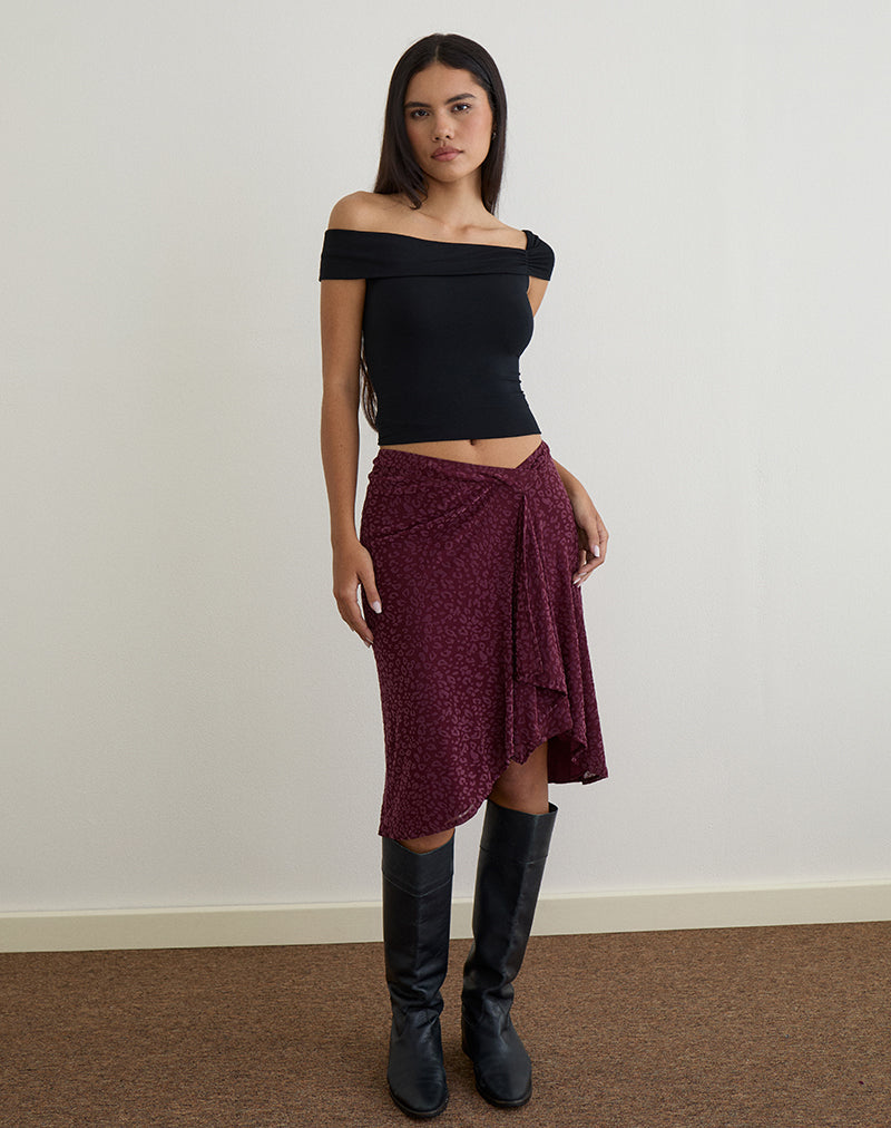 Image of Esmeray Midirock aus beflocktem Leopard Pflaume