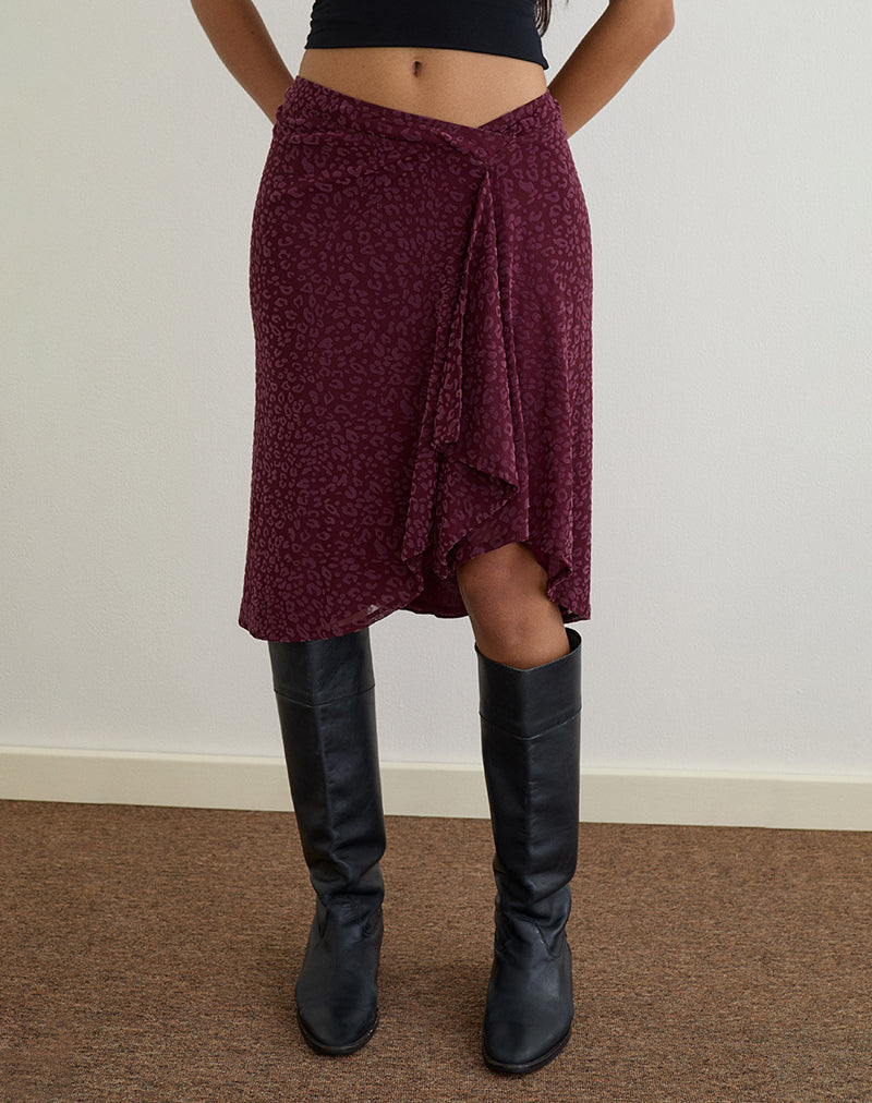 Image of Esmeray Midirock aus beflocktem Leopard Pflaume