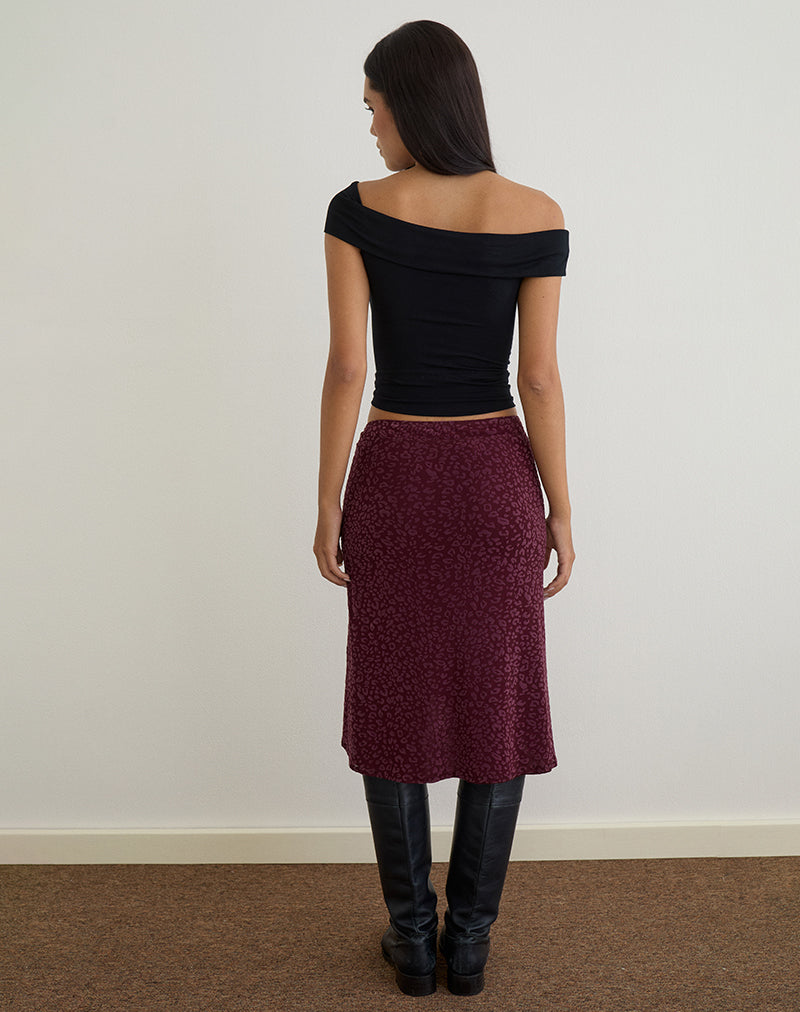 Image of Esmeray Midirock aus beflocktem Leopard Pflaume