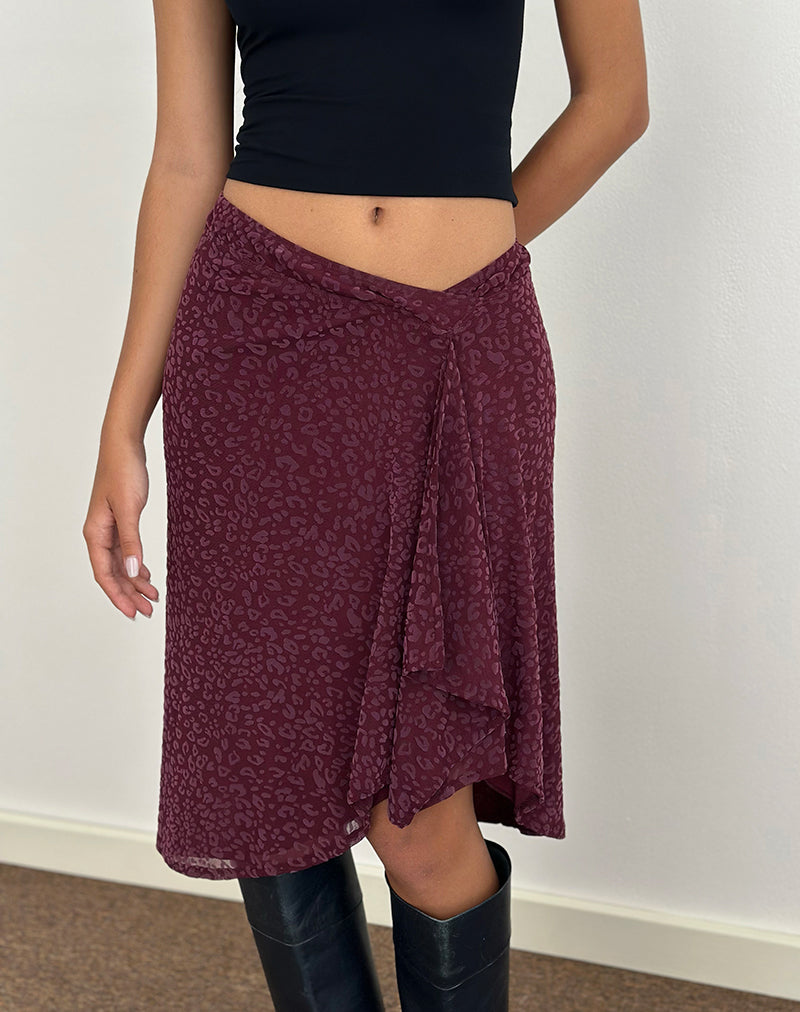 Image of Esmeray Midirock aus beflocktem Leopard Pflaume