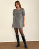 Image of Cybera Minikleid in Tonal Gingham Schwarz und Grau