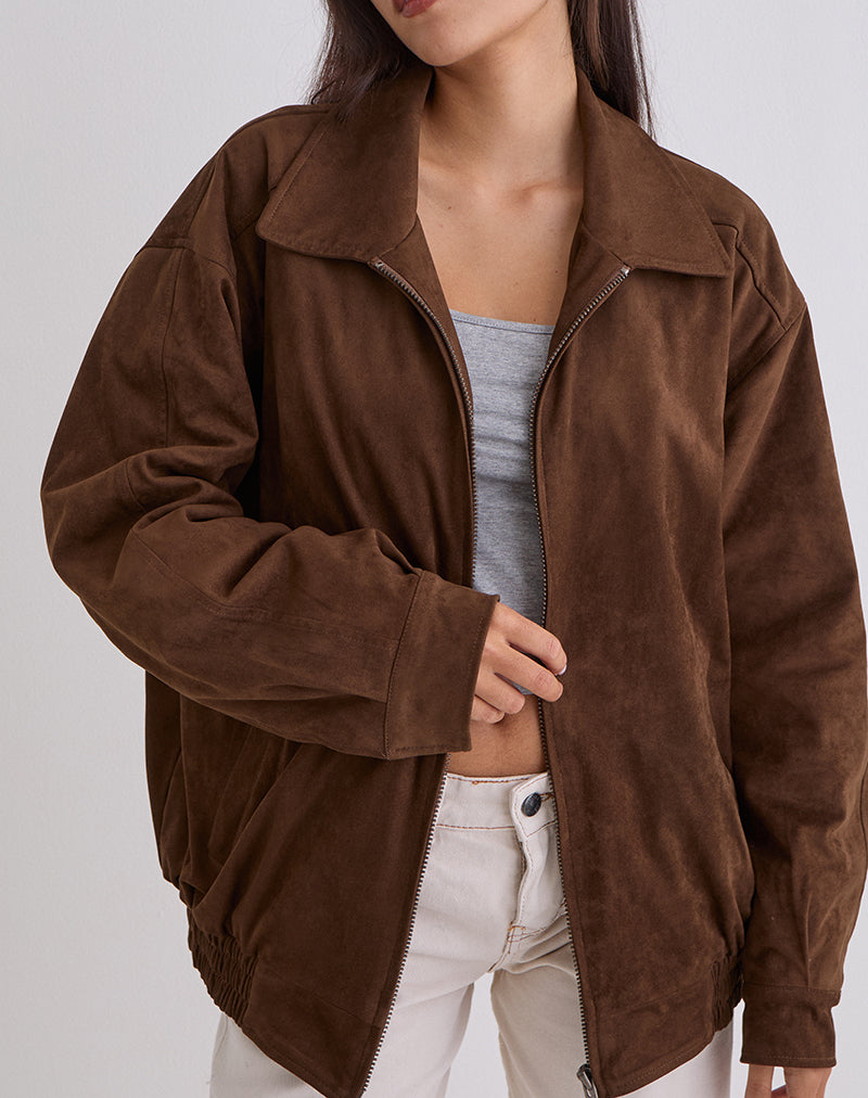 Cavita Jacke aus braunem Wildlederimitat