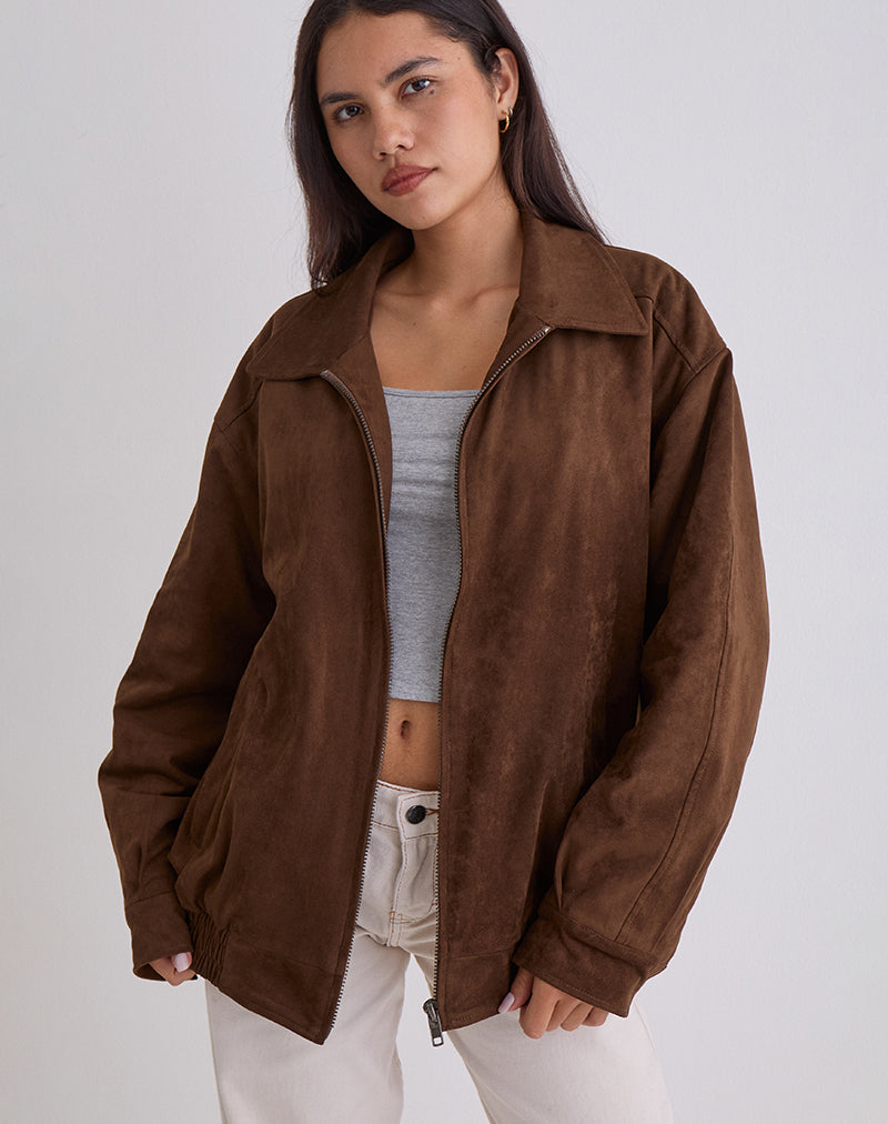 Cavita Jacke aus braunem Wildlederimitat