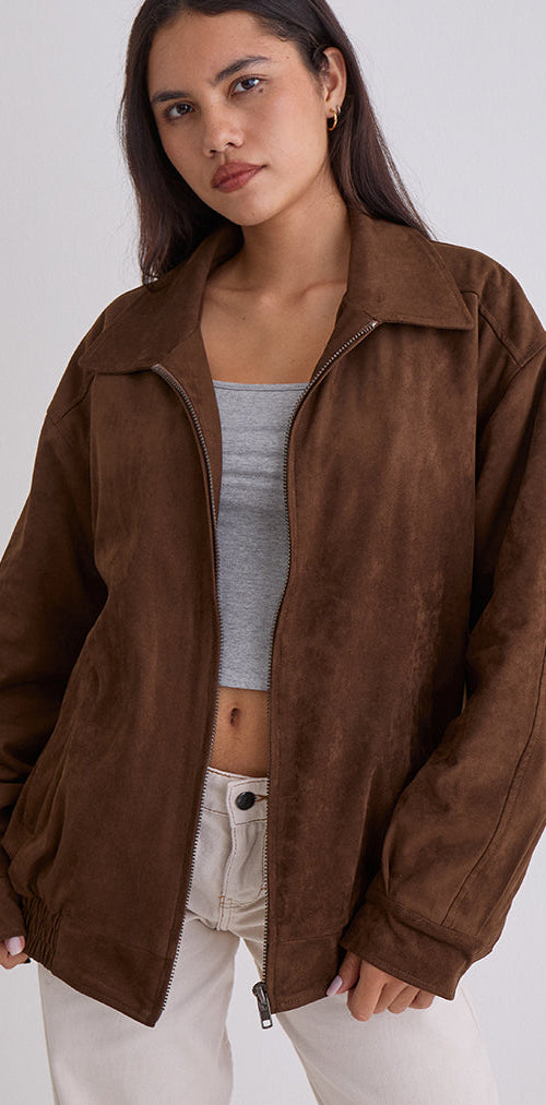 Image der Cavita Jacke aus braunem Wildlederimitat