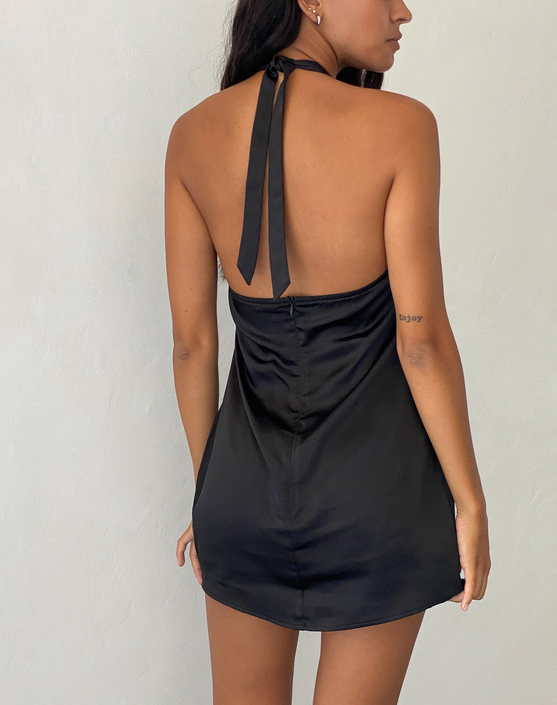 Image of Coda Slip Dress aus Satin Schwarz
