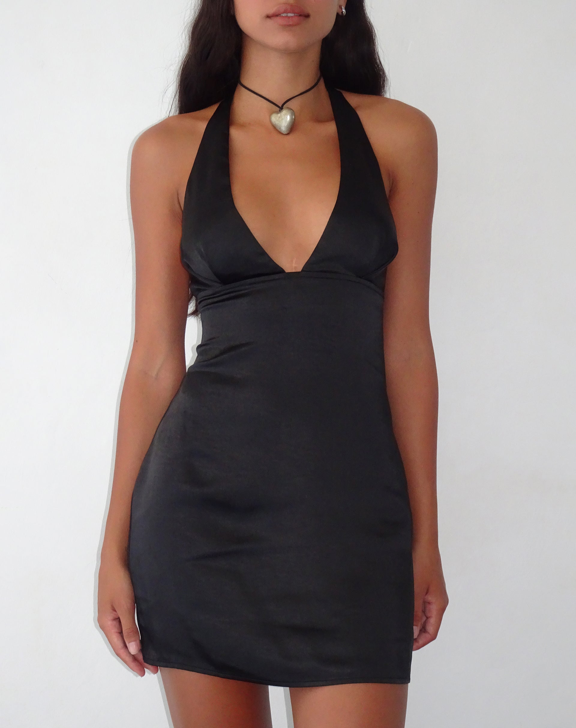 Image of Coda Slip Dress aus Satin Schwarz