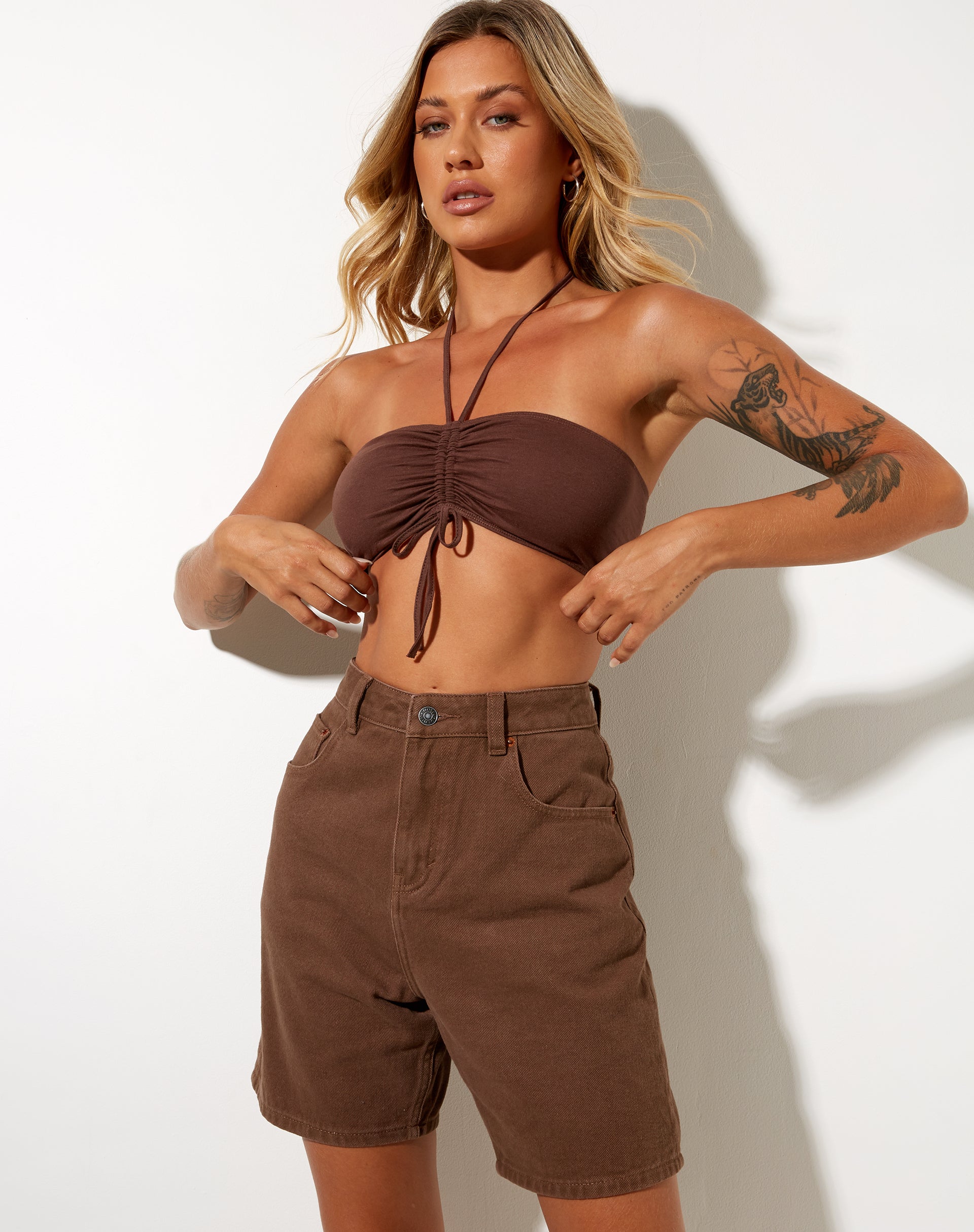 Bild von Dad Denim Short in sattem Braun