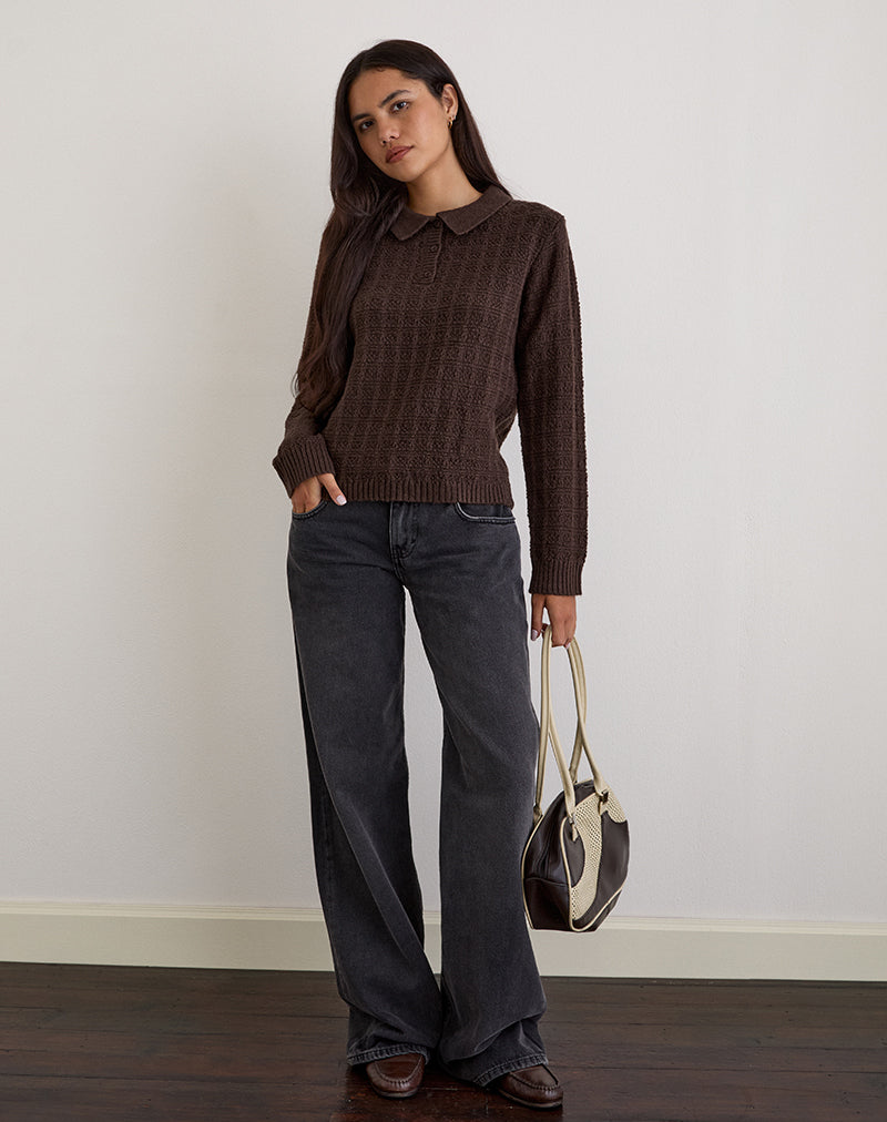 Image of Dalina Strickpullover in Karo Braun